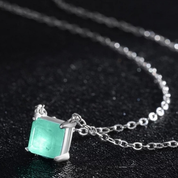 925 Sterling Silver Classic Charm Tourmaline Chain Necklace For Women - Picture 2 of 5